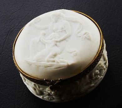 Antique c. 1900 Limoge Power Puff Jar