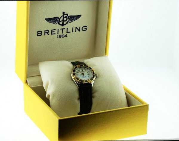 Breitling Ladies Watch Green Gold Bezel Model W15