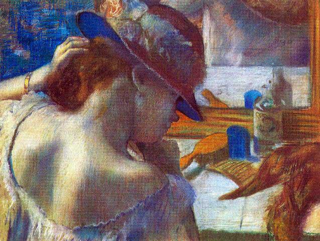 Edgar Degas - Before The Mirror: Artist: Degas - Title: Before the Mirror - Medium: Fine Art Reproduction Giclee on Archival Canvas - Image Size: Approximately 15 inches x 20 inches - Framed: Unframed on Unstretched Canvas - Edgar De