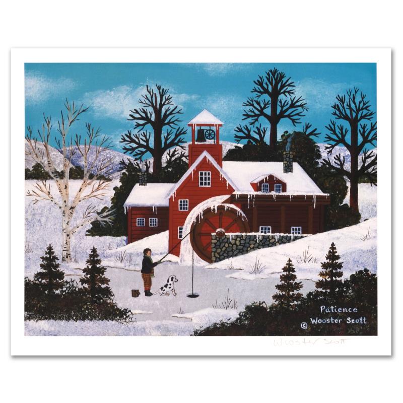 Jane Wooster Scott, "Patience" Hand Signed Limited: Cozy, down-home images of a bygone era when life was simpler - this is the feeling captured in the creations of one of the world's most recognized artists. "Patience" is a limited edition lithograph o