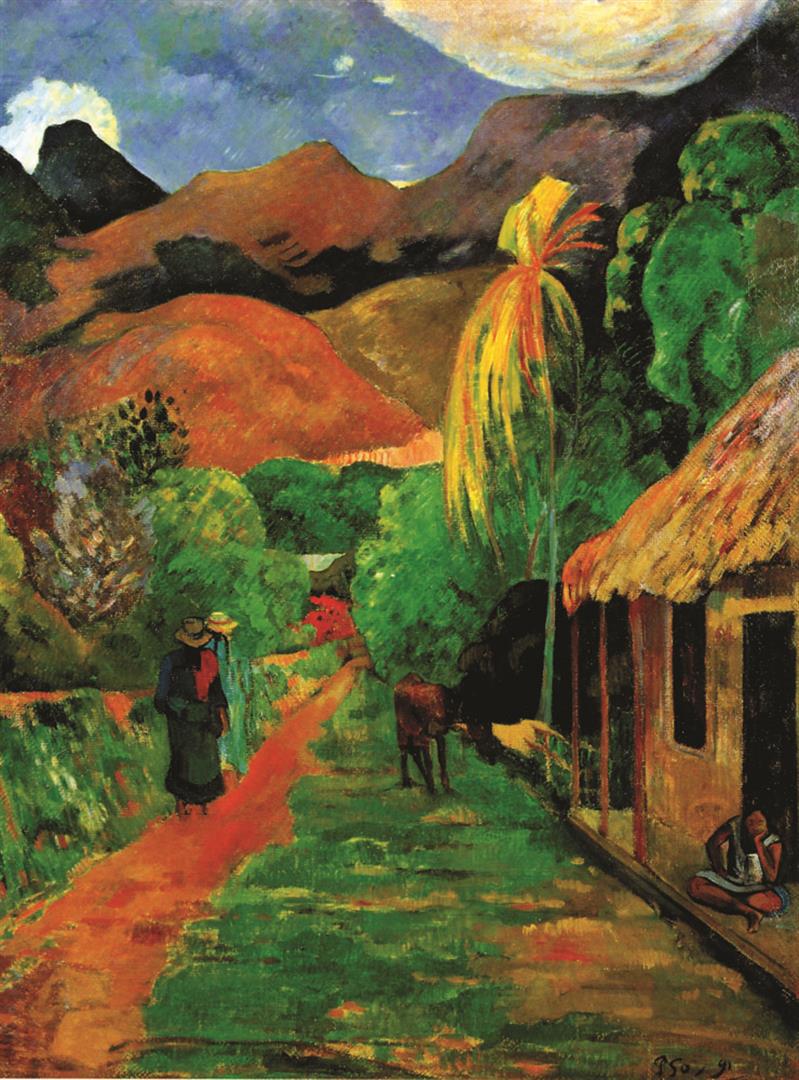 Paul Gauguin Chemin A Pepeete: Artist: Paul Gauguin - Title: Chemin A Pepeete - Medium: Fine Art Giclee on Canvas - Image Size: Approximately 40 inches x 29.5 inches - Unframed on Unstretched Canvas - French artist Paul Gauguin's b