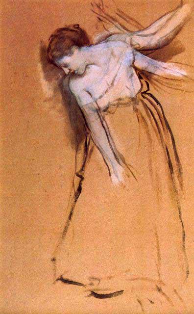 Edgar Degas - Standing With Arms Stretched, Bent To The: Artist: Degas - Title: Standing With Arms Stretched, Bent To The Side - Medium: Fine Art Reproduction Giclee on Archival Canvas - Image Size: Approximately 20 inches x 12.5 inches - Framed: Unframed o