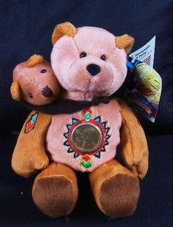 Sacagawea & Pomp Beanie Baby Coin Bear & Gold Doll - Dec 06, 2009