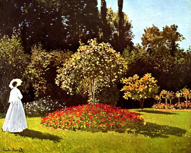 Claude Monet - Woman in the Garden: Artist: Claude Monet - Title: Woman in the Garden - Medium: Fine Art Reproduction Giclee on Canvas - Image Size: Approximately 25.75 inches x 32 inches - Unframed on Unstretched Canvas - Biography: Cl