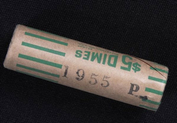Unopened Original Wrapper Bank $5 Roll of 1955 Sil: Unopened Original Wrapper Bank $5 Roll of 1955 Silver Dimes (50) K96 - As-Is Condition. 8A5795. Original bank wrapped. Coins seem have been untouched for about 55 years. - Thank you for viewing this a