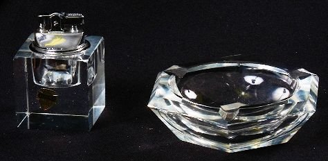 Vintage Royal Kendall Crystal Lighter & Ashtray Se: Vintage Royal Kendall Crystal Lighter & Ashtray Set in original box - ED0108 - new condition, never used. Lighter's wick is new and never lit. Crystal is solid, heavy and clean. - Thank you for viewin