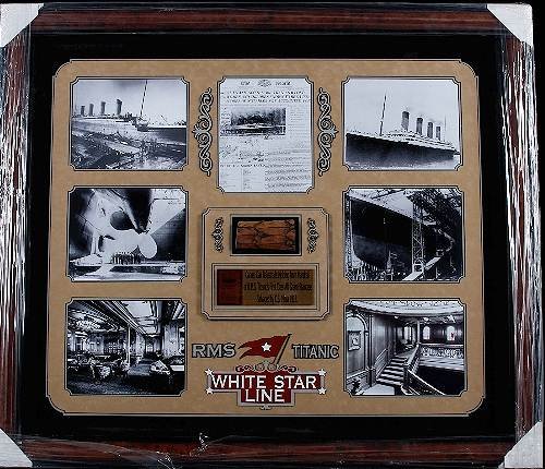 Titanic - Framed Piece of Oak Handrail - Photo Coll