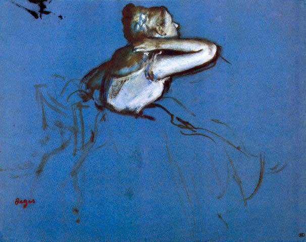 Edgar Degas - Sitting Dancer In Profile With Hand On: Artist: Degas - Title: Sitting Dancer In Profile With Hand On Her Neck - Medium: Fine Art Reproduction Giclee on Archival Canvas - Image Size: Approximately 25.25 inches x 32 inches - Framed: Unframed