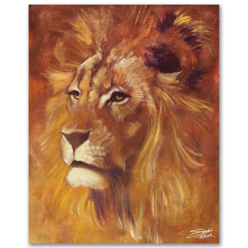 "Lion" Limited Edition Giclee on Canvas by Stephen: With bright colors and expressive lines, Stephen Fishwick puts a unique spin on pop culture portraits. "Lion" is a limited edition giclee on stretched canvas, numbered and bears the artist's authorize
