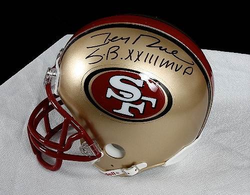 Jerry Rice Autographed 49ers Mini Helmet: Jerry Rice Autographed 49ers Mini Helmet - Excellent Condition - Thank you for viewing this auction. We appreciate your business. Check out our future auctions from Seized Assets Auctioneers.