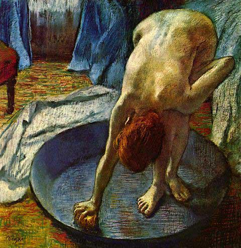 Edgar Degas - The Tub: Artist: Degas - Title: The Tub - Medium: Fine Art Reproduction Giclee on Archival Canvas - Image Size: Approximately 32 inches x 31.25 inches - Framed: Unframed on Unstretched Canvas - Edgar Degas was