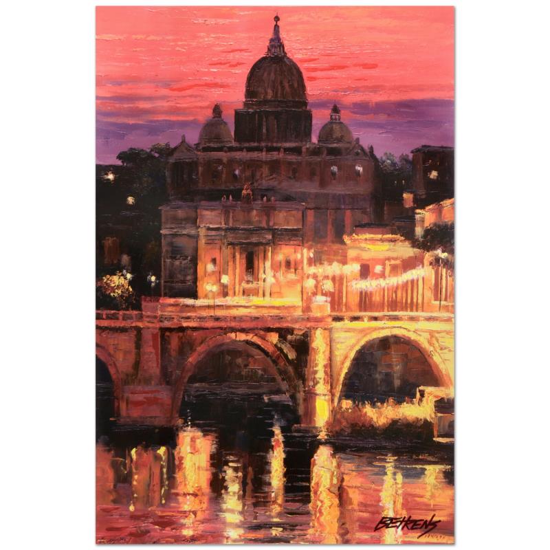 Howard Behrens (1933-2014), "Sunset Over St. Peter's": "Sunset Over St. Peter's" is a limited edition hand embellished giclee on canvas by Howard Behrens (1933-2014), numbered and bearing the artist's authorized signature. Includes Certificate of Authenti