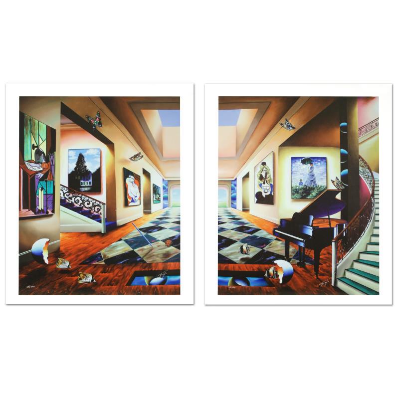 Perfect Afternoon Diptych by Ferjo: Perfect Afternoon Diptych by Ferjo. "Perfect Afternoon" is a limited edition giclee diptych on canvas, numbered and hand signed by Ferjo. This piece comes in two adjoining canvases, both have matching