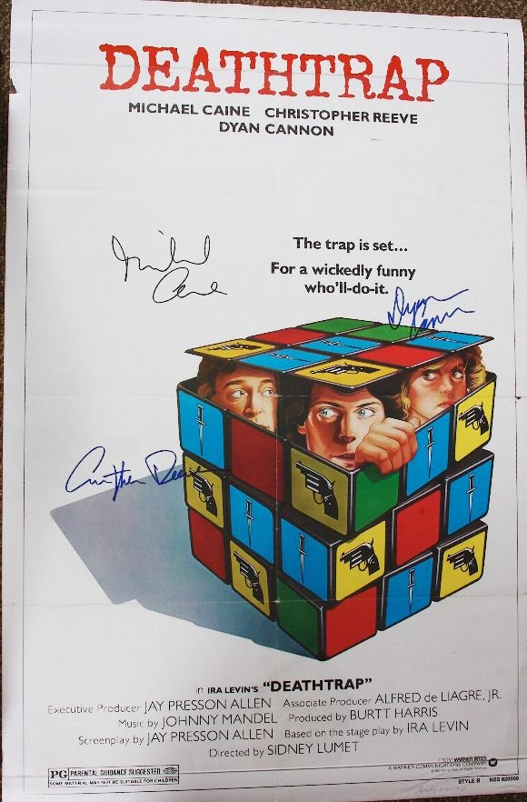 Death Trap - Autographed Movie Poster Signed by Chr: Death Trap - Autographed Movie Poster Signed by Christopher Reeve & 2 others - As-Is Condition - Thank you for viewing this auction. We appreciate your business. Check out our future auctions from Sei