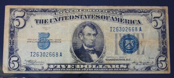 1934 $5.00 Lincoln Silver Certificate PM401