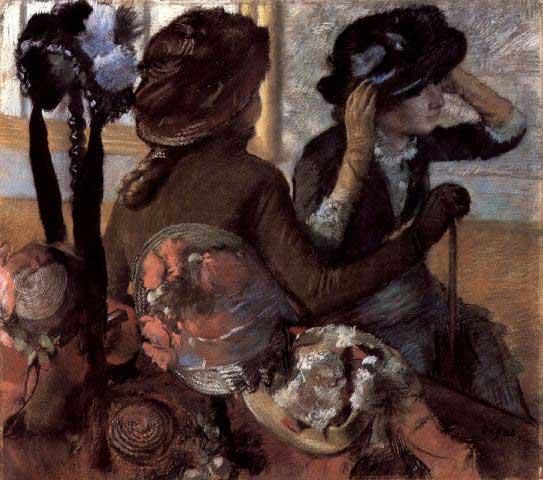 Edgar Degas - The Milliner #1: Artist: Degas - Title: The Milliner #1 - Medium: Fine Art Reproduction Giclee on Archival Canvas - Image Size: Approximately 17.75 inches x 20 inches - Framed: Unframed on Unstretched Canvas - Edgar D