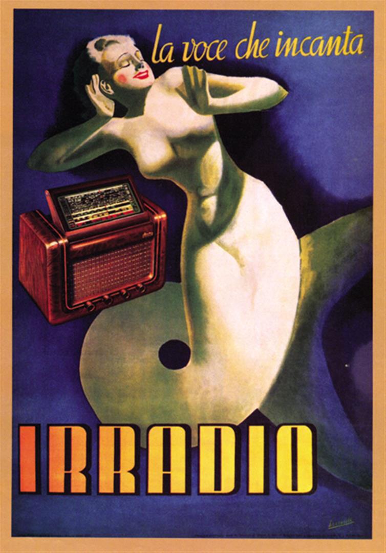 Gino Boccasille - La Voce Che Incanta, Irradio: Artist: Gino Boccasille Title: La Voce Che Incanta, Irradio Medium: Fine Art Giclee on Canvas Image Size: Approximately 28.5 inches x 20 inches Unframed on Unstretched Canvas Details: This is a beauti