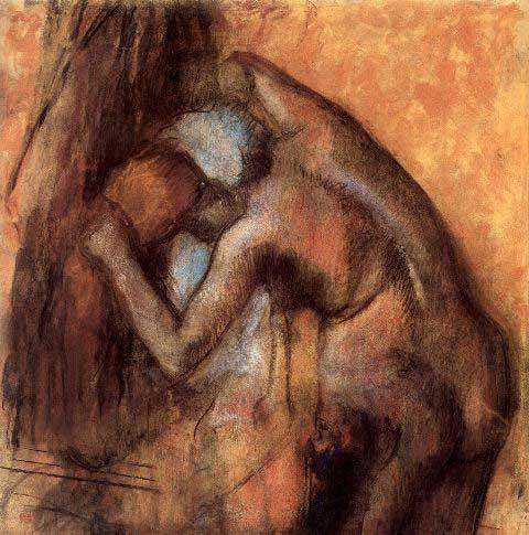 Edgar Degas - Female Act, With Hair-Drying: Artist: Degas - Title: Female Act, With Hair-Drying - Medium: Fine Art Reproduction Giclee on Archival Canvas - Image Size: Approximately 32 inches x 31.75 inches - Framed: Unframed on Unstretched Can