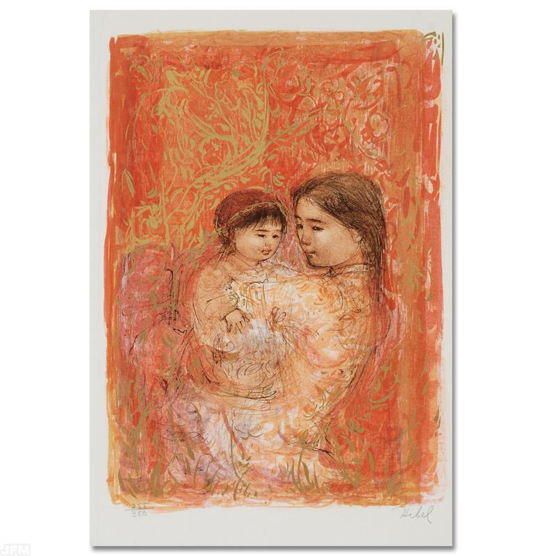 Thai Family by Hibel (1917-2014): Thai Family by Hibel (1917-2014). "Thai Family" is a limited edition lithograph on paper, numbered and hand signed by Edna Hibel (1917-2014). Includes Certificate of Authenticity! Measures approx. 13"