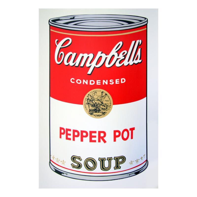 Soup Can 11.51 (Pepper Pot) by Warhol, Andy: Soup Can 11.51 (Pepper Pot) by Warhol, Andy. "Soup Can 11.51 (Pepper Pot)" is a silk screen print on paper (open edition) from Sunday B Morning featuring the works of Andy Warhol. The piece is stamped