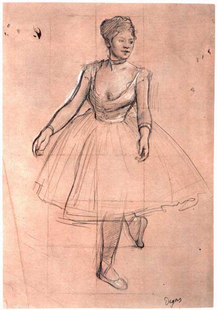 Edgar Degas - Ballet Dancer In Three-Quarter Front View: Artist: Degas - Title: Ballet Dancer In Three-Quarter Front View - Medium: Fine Art Reproduction Giclee on Archival Canvas - Image Size: Approximately 32 inches x 22.25 inches - Framed: Unframed on Un