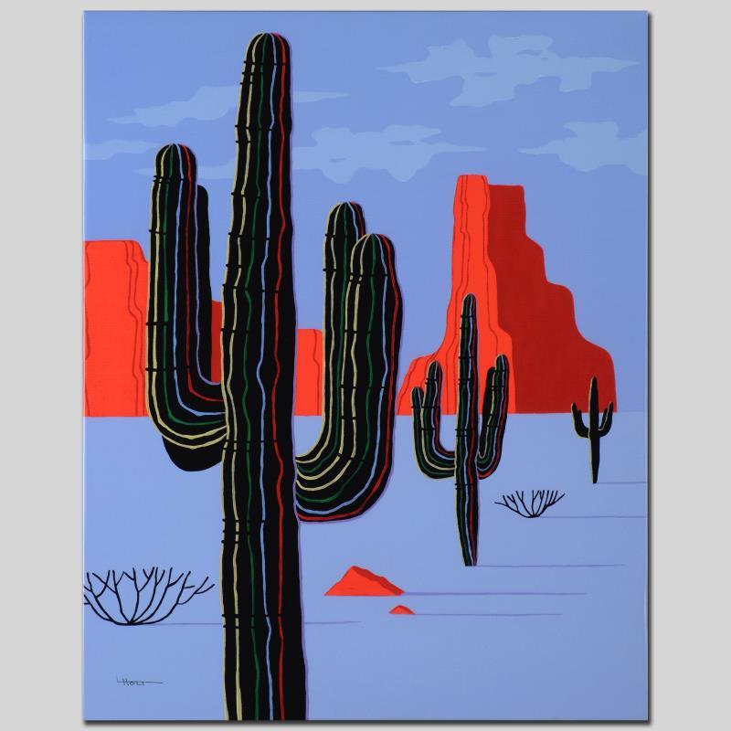 Cacti by Holt, Larissa: Cacti by Holt, Larissa. Larissa Holt, a student of distinguished artist Eyvind Earle(1916-2000), uses bold colors and breathtaking scenery to create images of Nature in her own unique style. "Cacti" i