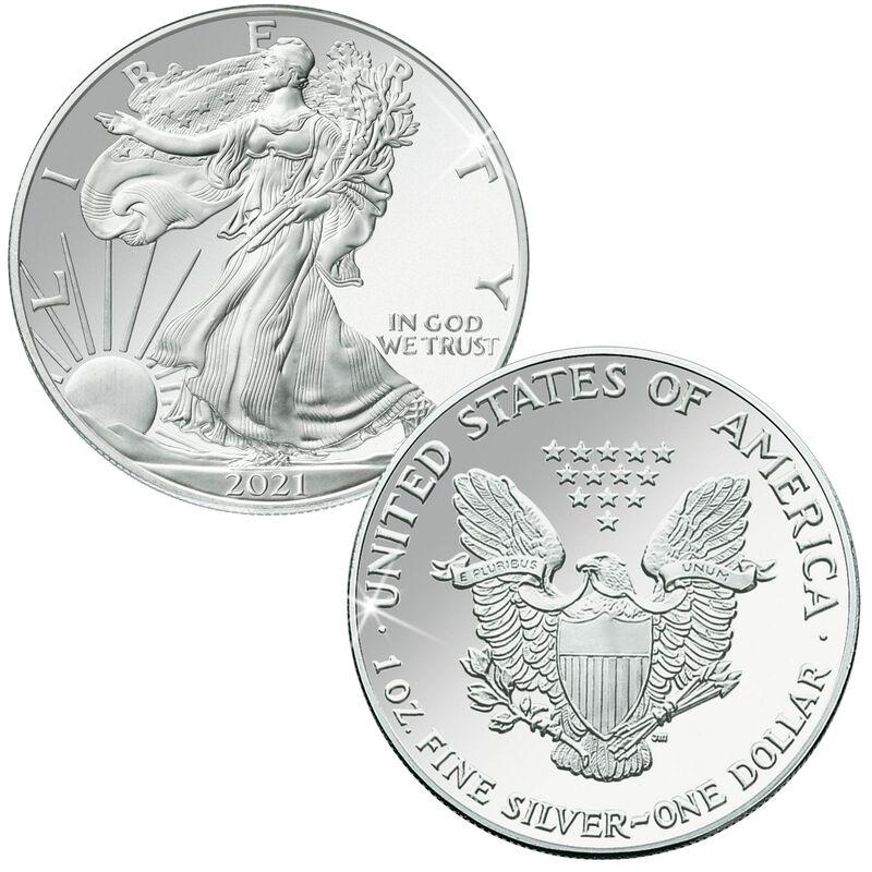 2021 American Silver Eagle .999 Fine Silver Dollar Coin: One 2021 American Silver Eagle .999 Fine Silver Dollar Coin.