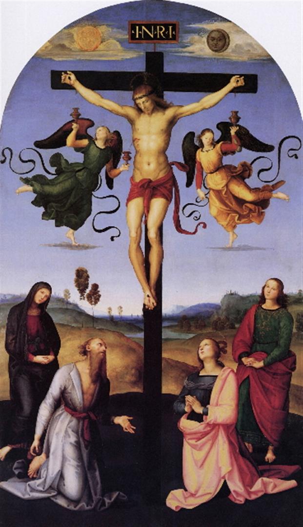 Raphael - Mond Crucifixion: Artist: Raphael - Title: Mond Crucifixion - Medium: Fine Art Giclee on Canvas - Image Size: Approximately 20 inches x 11.5 inches - Unframed on Unstretched Canvas - Biography: Raffaello Sanzio da Urbi