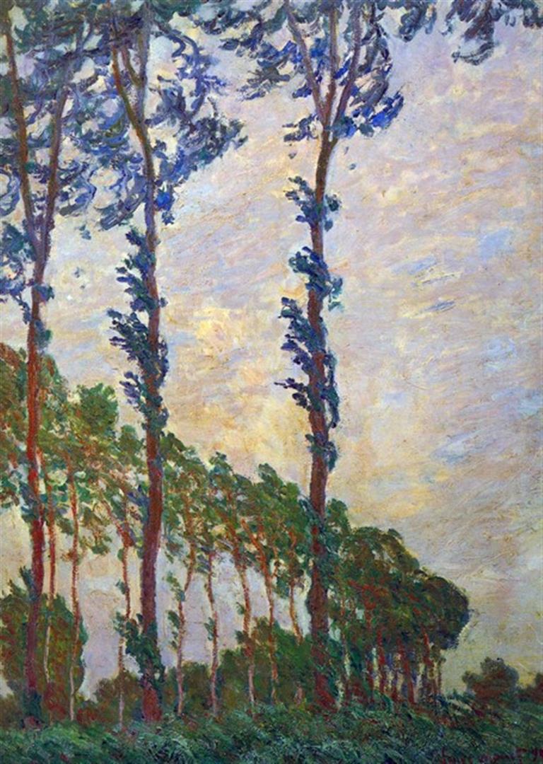 Claude Monet - Poplar Series, Wind: Artist: Claude Monet - Title: Poplar Series, Wind - Medium: Fine Art Reproduction Giclee on Canvas - Image Size: Approximately 32 inches x 22.75 inches - Unframed on Unstretched Canvas - Biography: Cl