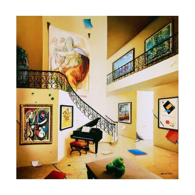 Piano's Corner by Quevedo, Orlando: Piano's Corner by Quevedo, Orlando. "Piano's Corner" is a limited edition giclee on canvas by Orlando Quevedo. The piece comes numbered and hand signed and includes a certificate of authenticity. Meas