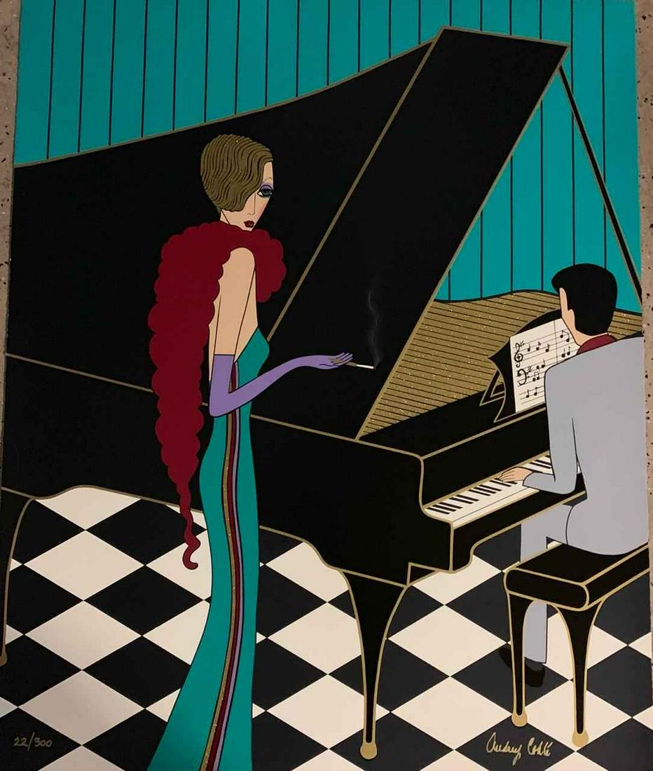 Audrey Cohle "Piano Man and Woman": Audrey Cohle "Piano Man and Woman" Hand Signed Limited Edition Serigraph Dimensions: 39 x 31 inches (Note: edition number received may differ from photo)
