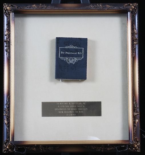Framed Elvis Prestley's Personal Bible: Framed Elvis Prestley's Personal Bible - Great Condition - 3D15250 - Truly a one of kind item. - Thank you for viewing this lot. We have many great items for sale. Please check our future auctions and