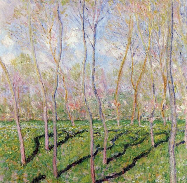Claude Monet - Trees in Winter, Look at Bennecourt: Artist: Claude Monet - Title: Trees in Winter, Look at Bennecourt - Medium: Fine Art Reproduction Giclee on Canvas - Image Size: Approximately inches 31.25 x 32 inches - Unframed on Unstretched Canvas