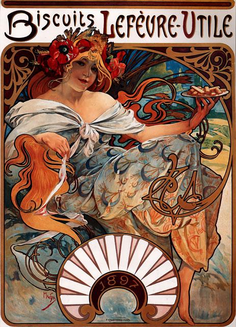 Alfonse Mucha - Buscuits, Lefevre Utile: Artist: Alphonse Mucha - Title: Buscuits, Lefevre Utile - Medium: Fine Art Giclee on Canvas - Image Size: Approximately 32 inches x 23 inches - Unframed on Unstretched Canvas - Biography: Alphonse Muc