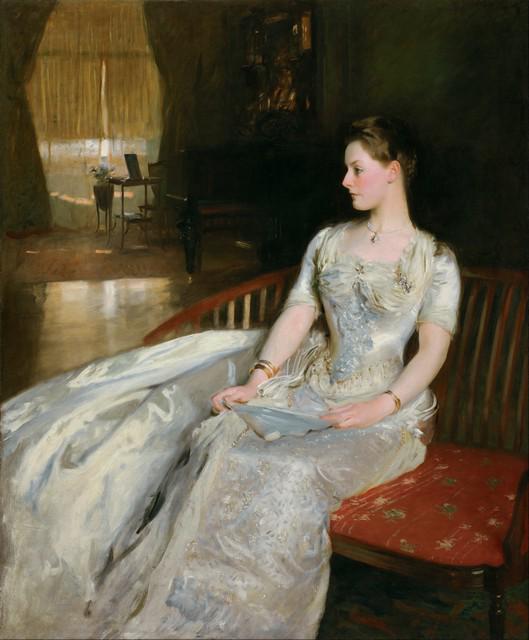 Sargent - Mrs. Cecil Wade: Artist: John Singer Sargent - Title: Mrs. Cecil Wade - Medium: Fine Art Giclee on Canvas - Image Size: Approximately 20 inches x 16.5 inches - Framed: Unframed on Unstretched Canvas - Sargent's broad,
