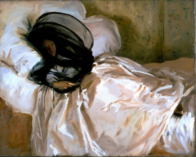 Sargent - The Mosquito Net: Artist: John Singer Sargent - Title: The Mosquito Net - Medium: Fine Art Giclee on Canvas - Image Size: Approximately 16 inches x 20 inches - Framed: Unframed on Unstretched Canvas - Sargent's broad,
