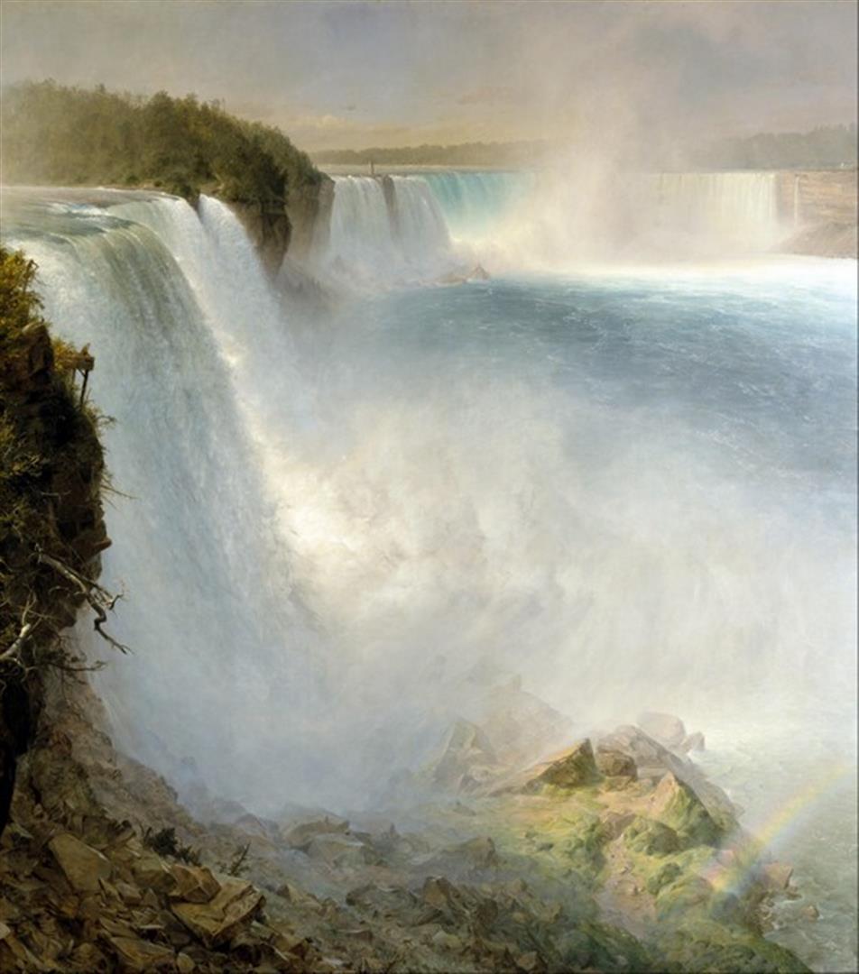 Frederic Edwin Church - Niagra Falls from the American: Artist: Frederic Edwin Church - Title: Niagra Falls from the American Side - Medium: Fine Art Giclee on Canvas - Image Size: Approximately 20 inches x 17.5 inches - Framed: Unframed on Unstretched Can