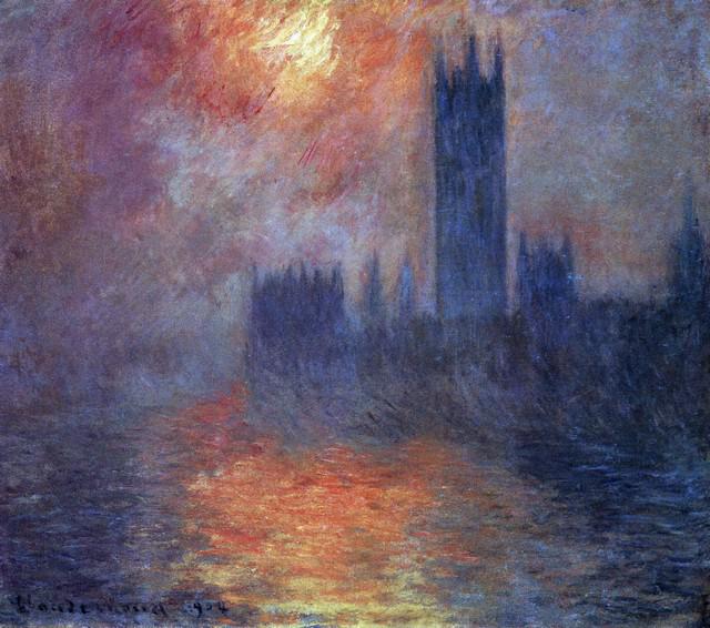 Claude Monet - The Houses of Parliament, Sunset: Artist: Claude Monet - Title: The Houses of Parliament, Sunset - Medium: Fine Art Reproduction Giclee on Canvas - Image Size: Approximately 15.5 inches x 20 inches - Unframed on Unstretched Canvas - B