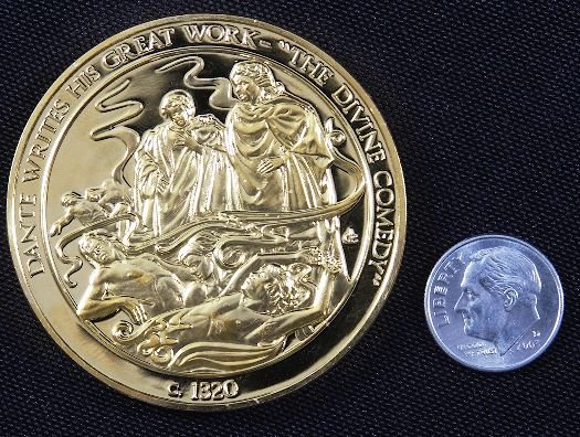 "The Divine Comedy" #36 24Kt Gold Plated Sterling : The Divine Comedy" #36 24Kt Gold Plated Sterling Silver Medal - This is a rare Franklin Mint "History of Mankind" 24kt. Gold Plated over Sterling Silver Medal. Coin weights 1.985 Troy Oz. (Nearly 2 fu