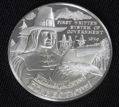 Franklin Mint Sterling Silver States Connecticut 1: Franklin Mint Sterling Silver States Connecticut 1/2 Troy Oz. #7 - This is a rare Franklin Mint Silver States" One Half Troy Oz. Sterling Silver Medal. - Thank you for viewing this lot. We appreciate