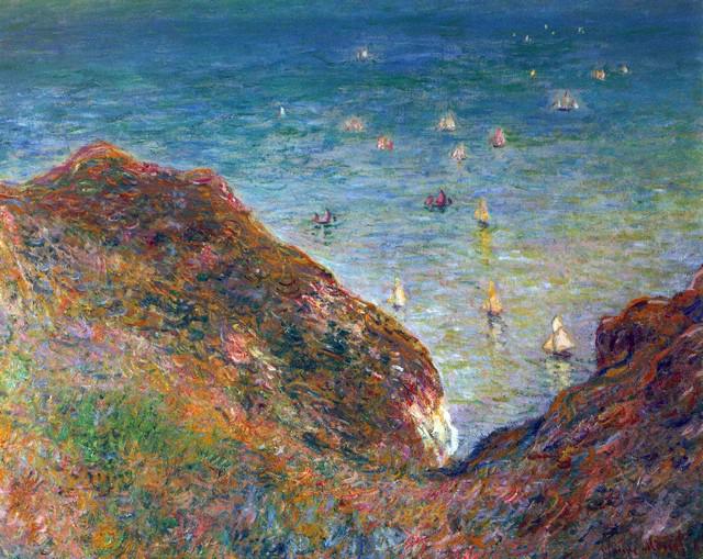 Claude Monet - On the Cliffs of Pour Ville, Fine: Artist: Claude Monet - Title: On the Cliffs of Pour Ville, Fine weather - Medium: Fine Art Reproduction Giclee on Canvas - Image Size: Approximately 25.5 inches x 32 inches - Framed: Unframed on Unstr