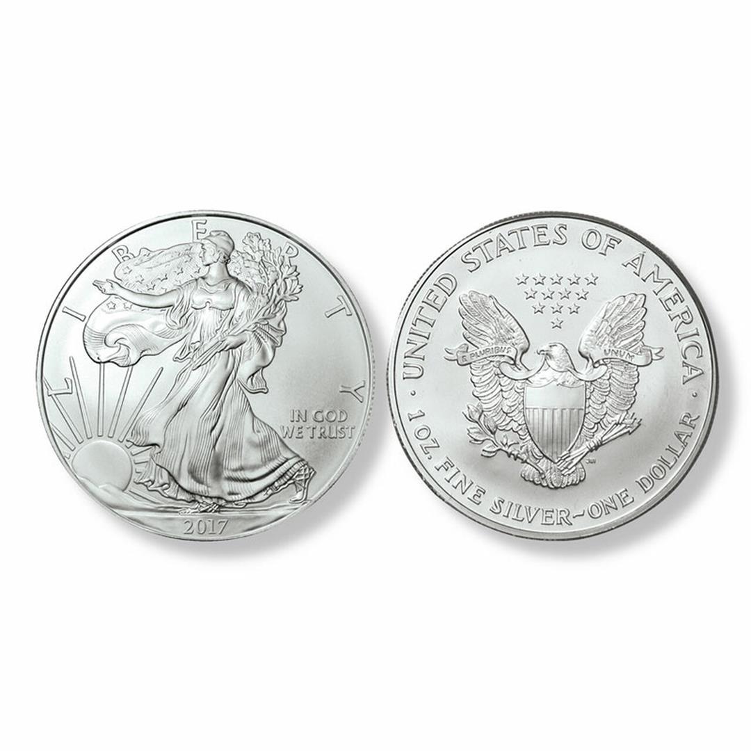 2017 American Silver Eagle .999 Fine Silver Dollar Coin: One 2017 American Silver Eagle .999 Fine Silver Dollar Coin.
