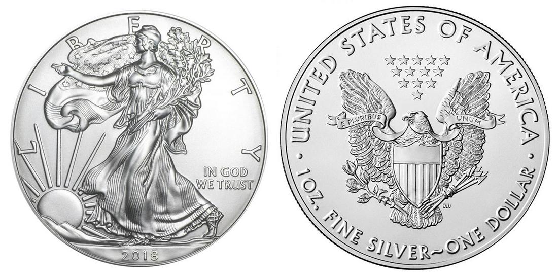 2018 American Silver Eagle .999 Fine Silver Dollar Coin: One 2018 American Silver Eagle .999 Fine Silver Dollar Coin.