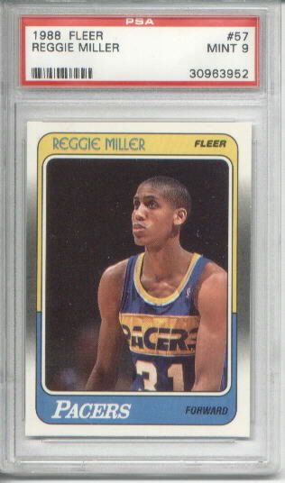 1988 Fleer Reggie Miller Rookie Basketball Card PS: 1988 Fleer Reggie Miller Rookie Basketball Card PSA 9 - Excellent Condition - Thank you for viewing this auction. We appreciate your business. Check out our future auctions from Seized Assets Auctione