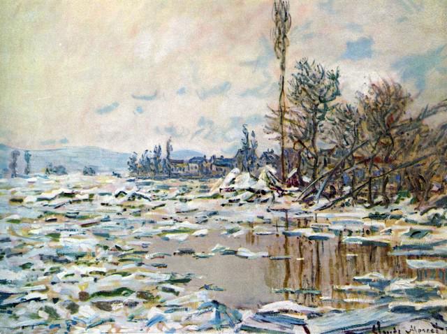 Claude Monet - Break Up of Ice: Artist: Claude Monet - Title: Break Up of Ice - Medium: Fine Art Reproduction Giclee on Canvas - Image Size: Approximately 15 inches x 20 inches - Unframed on Unstretched Canvas - Biography: Claude Mo