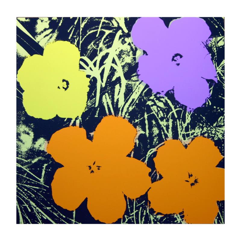 Flowers 11.67 by Warhol, Andy: "Flowers 11.67" is a silk screen print on paper (open edition) from Sunday B Morning featuring the works of Andy Warhol. The piece is stamped in blue on the back with "Published by Sunday B. Morning" 