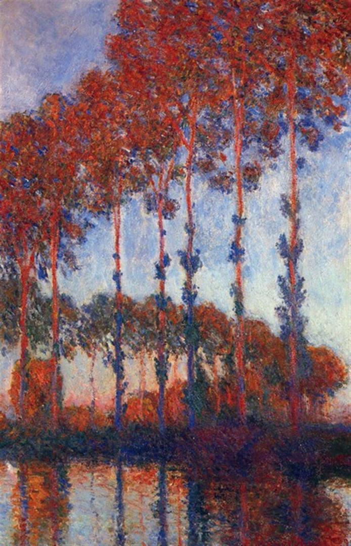 Claude Monet - Poplars: Artist: Claude Monet - Title: Poplars - Medium: Fine Art Reproduction Giclee on Canvas - Image Size: Approximately 32 inches x 20.5 inches - Unframed on Unstretched Canvas - Biography: Claude Monet wa