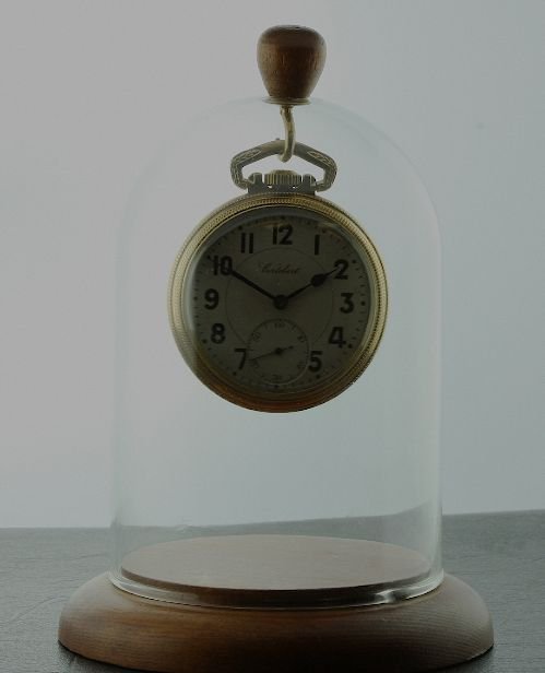 Antique Cortebert Swiss Pocketwatch in Glass Displ: Antique Cortebert Swiss Pocketwatch in Glass Display - Vintage condition, gold filled pocketwatch in a beautiful glass and wooden display case. GH101XX. - Thank you for viewing this lot. We are always