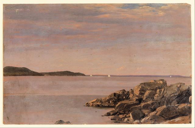 Frederic Edwin Church - Mt Desert Island Maine: Artist: Frederic Edwin Church - Title: Mt Desert Island Maine - Medium: Fine Art Giclee on Canvas - Image Size: Approximately 21 inches x 32 inches - Framed: Unframed on Unstretched Canvas - Biography