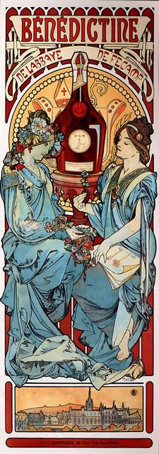 Alphonse Mucha - Benedictine: Artist: Alphonse Mucha - Title: Benedictine - Medium: Fine Art Giclee on Canvas - Image Size: Approximately 32 inches x 11.25 inches - Unframed on Unstretched Canvas - Biography: Alphonse Mucha 24 Jul